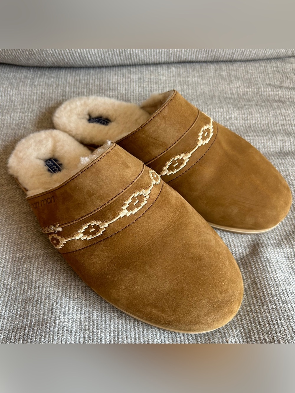 Hari Mari Casita Suede Shearling Slippers